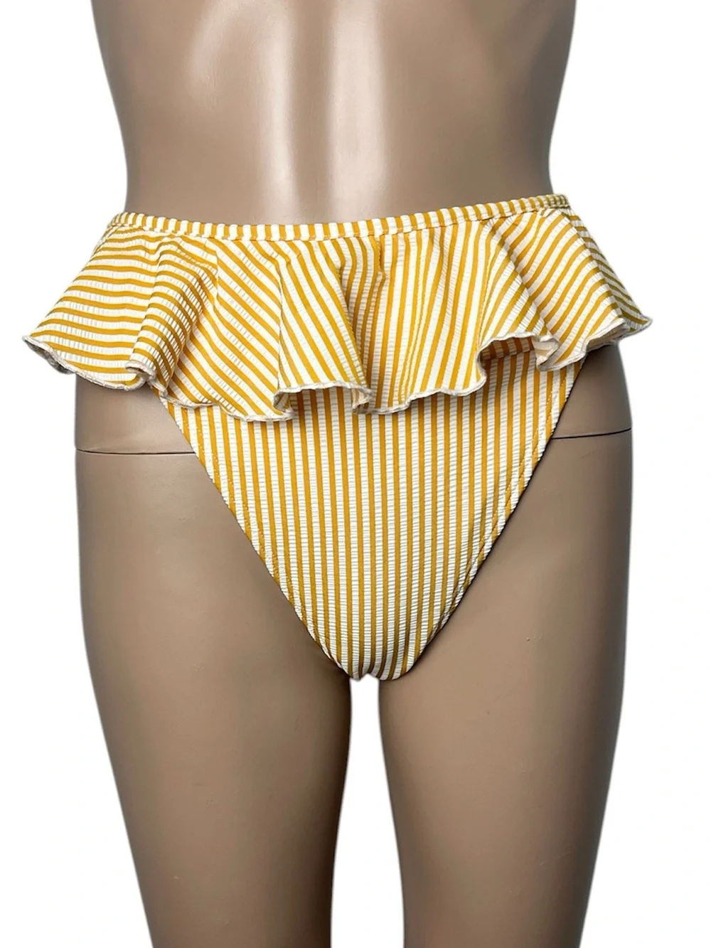 New Montce Canary Stripe Tamarindo Ruffle High-Leg French Cut Bikini Bottom